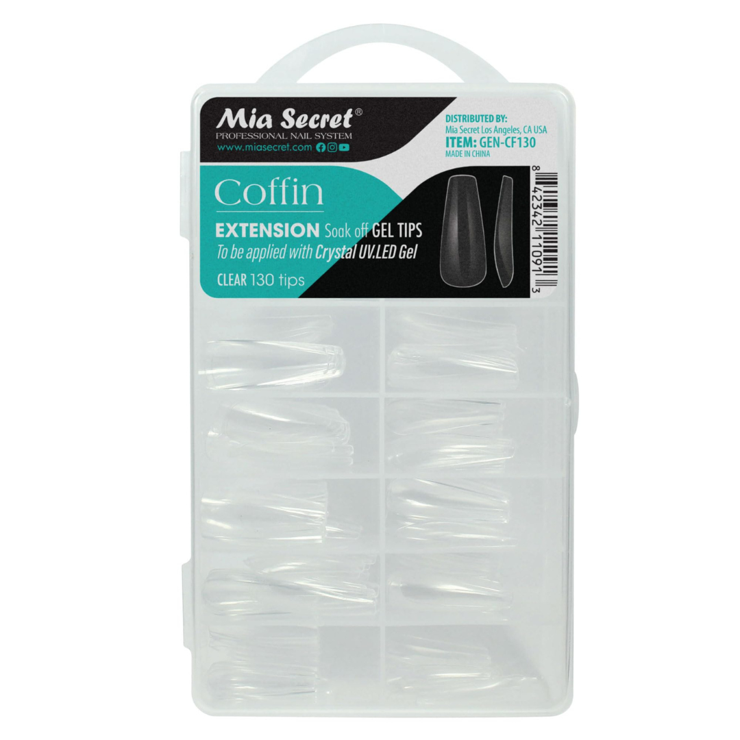 Puntas de Gel Transparentes Forma Coffin, 130 unidades