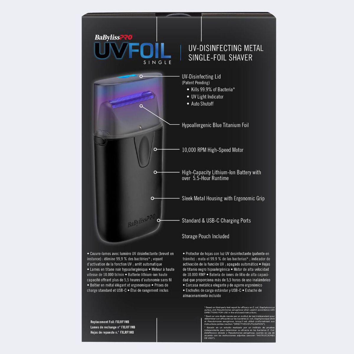 BaBylissPRO Afeitadora Doble Lámina UV – Edición Limitada Matte Black (FXLFS2MB)