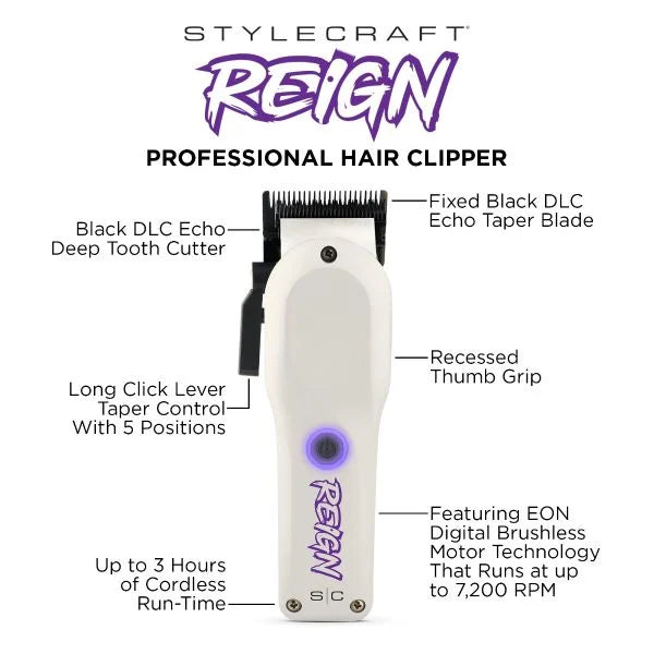 StyleCraft Reign™ Professional Hair Clipper – Cortadora Profesional de Cabello
