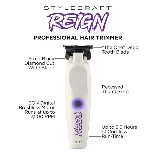 StyleCraft Reign™ Professional Hair Trimmer – Recortadora Profesional de Precisión